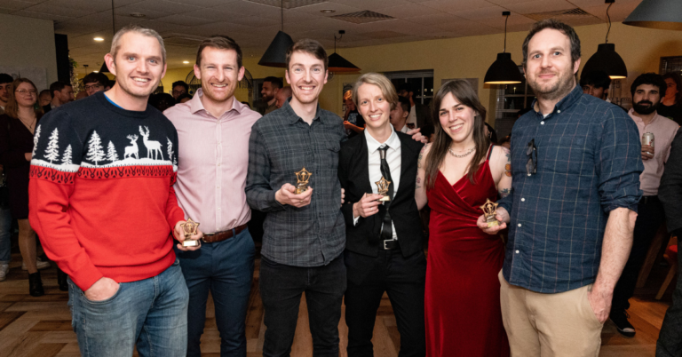 Some of the Mirabilis team photographed with their Lhasa Limited publication award.